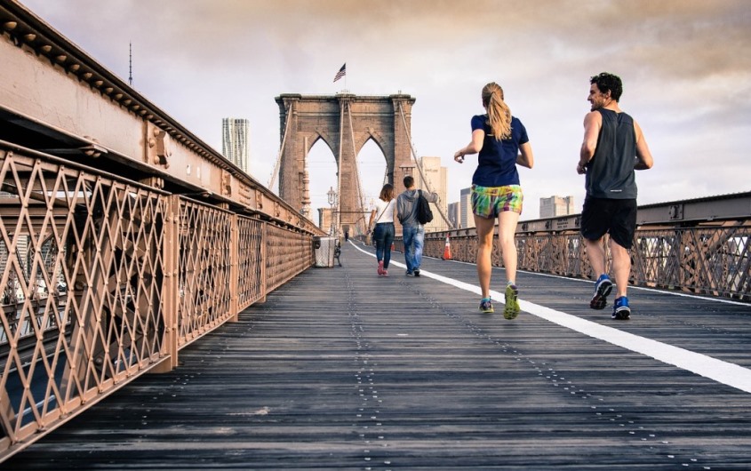 Running, Happy, Bridge, Partners